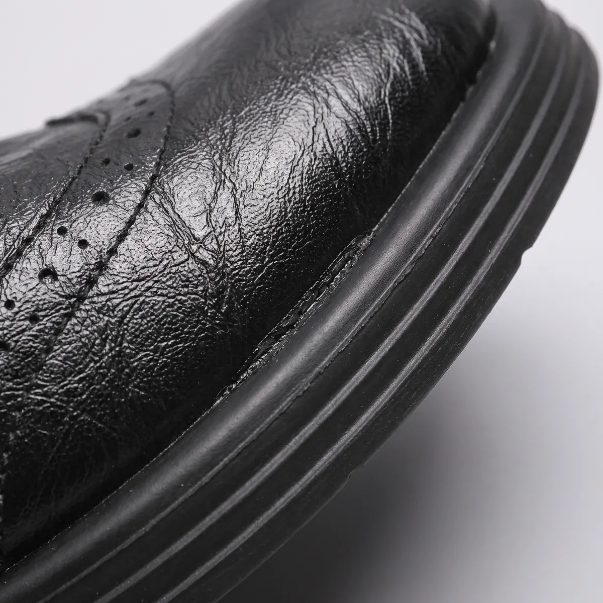 Women's Mary Jane Pumps with Leather-Look Upper & Brogue Detailing - Close Up Toe Sole