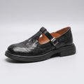 Black Women's Mary Jane Pumps with Leather-Look Upper & Brogue Detailing