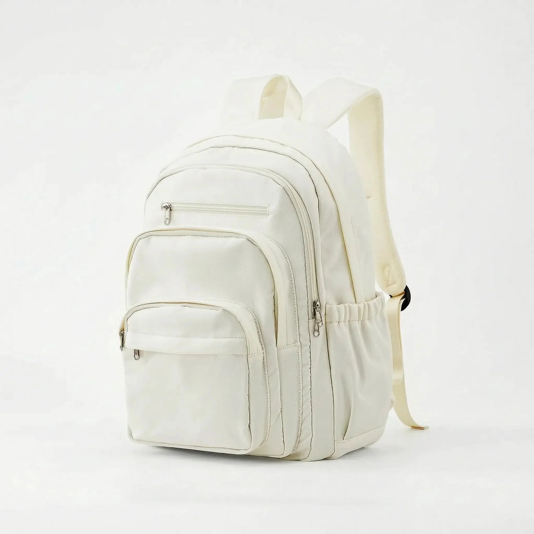 Beige Everyday Multi Pocket Backpack with Adjustable Straps & Side Pockets — Eilidh