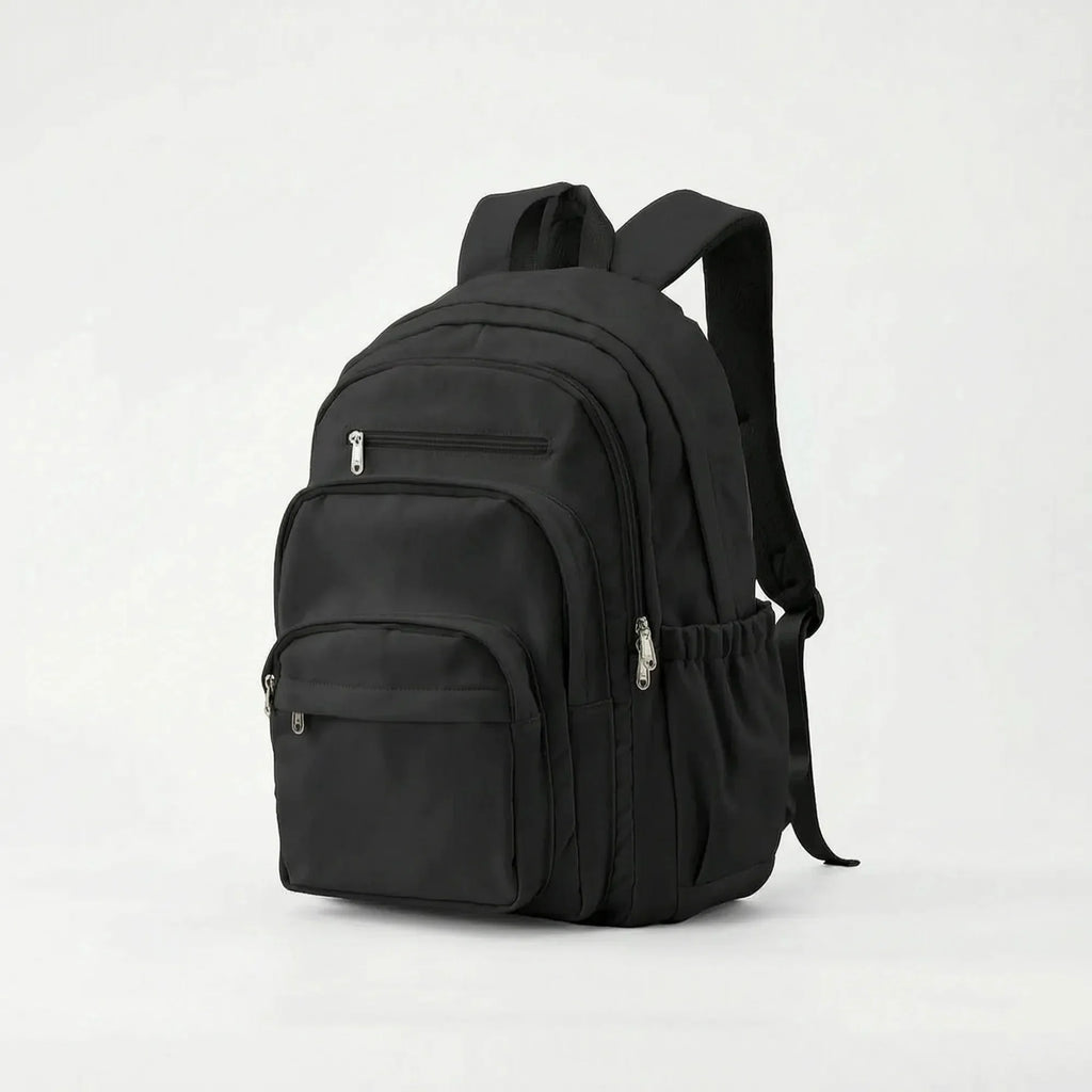 Black Everyday Multi Pocket Backpack with Adjustable Straps & Side Pockets