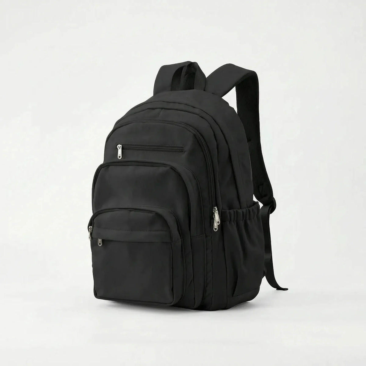 Black Everyday Multi Pocket Backpack with Adjustable Straps & Side Pockets