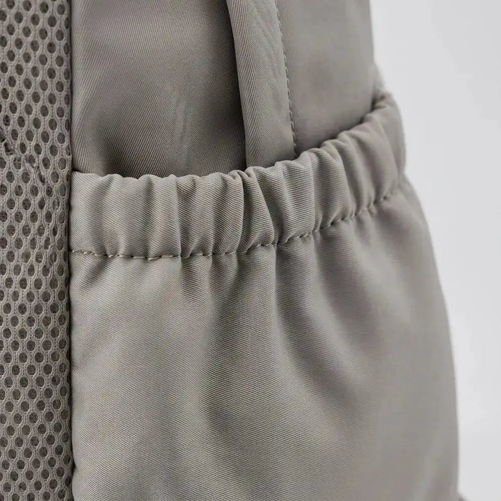Grey Everyday Multi Pocket Backpack with Adjustable Straps & Side Pockets — Eilidh - Brown Fabric Close Up