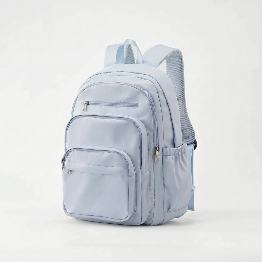 Milky Blue Everyday Multi Pocket Backpack with Adjustable Straps & Side Pockets