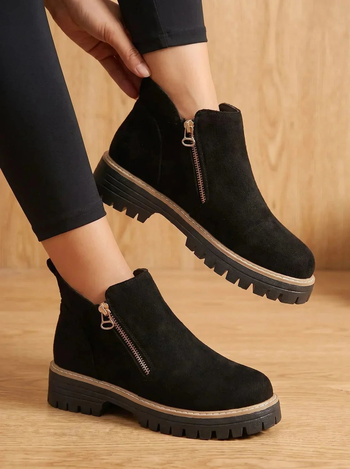 Women's Orthopedic Ankle Boots with Cushioned Insole & Side Zipper - Hand Adjusting Boot