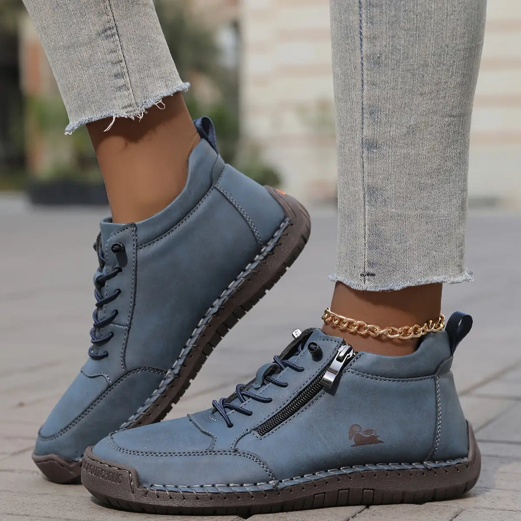 Blue Women's Orthopedic Comfort Shoes with Wide Toe Box & Non-Slip Sole - Side View