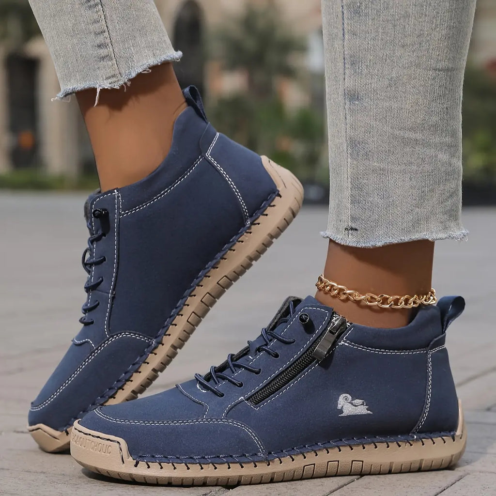 Navy Blue Women's Orthopedic Comfort Shoes with Wide Toe Box & Non-Slip Sole - Side Step
