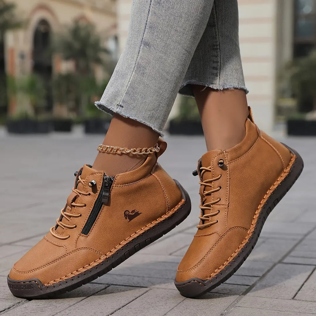 Women's Orthopedic Comfort Shoes with Wide Toe Box & Non-Slip Sole - Brown Model Walking