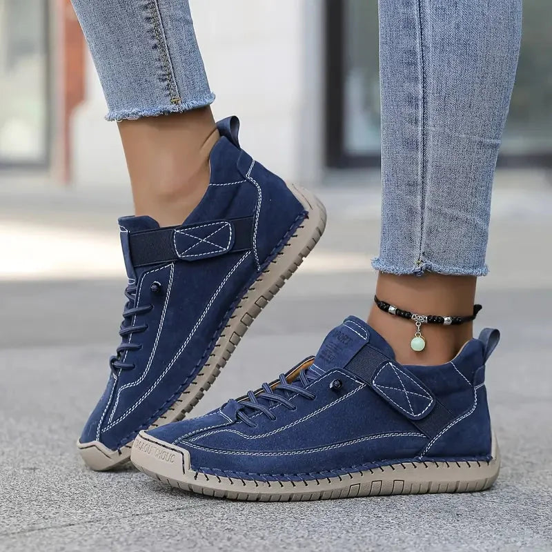 Blue Women's Orthopedic High Top Sneakers with Cushioned Comfort & Adjustable Strap
