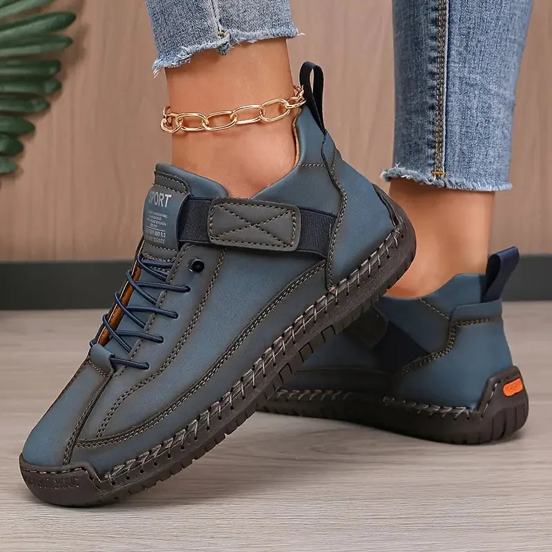 Dark Blue Women's Orthopedic High Top Sneakers with Cushioned Comfort & Adjustable Strap