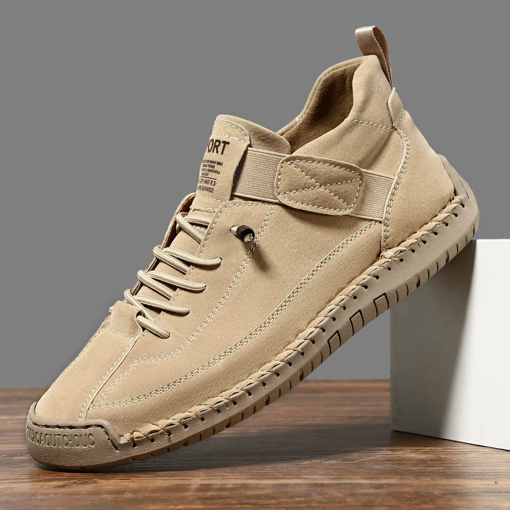 Women's Orthopedic Leather Sneakers with Lace-Up & Velcro Strap - Product Angle Shot