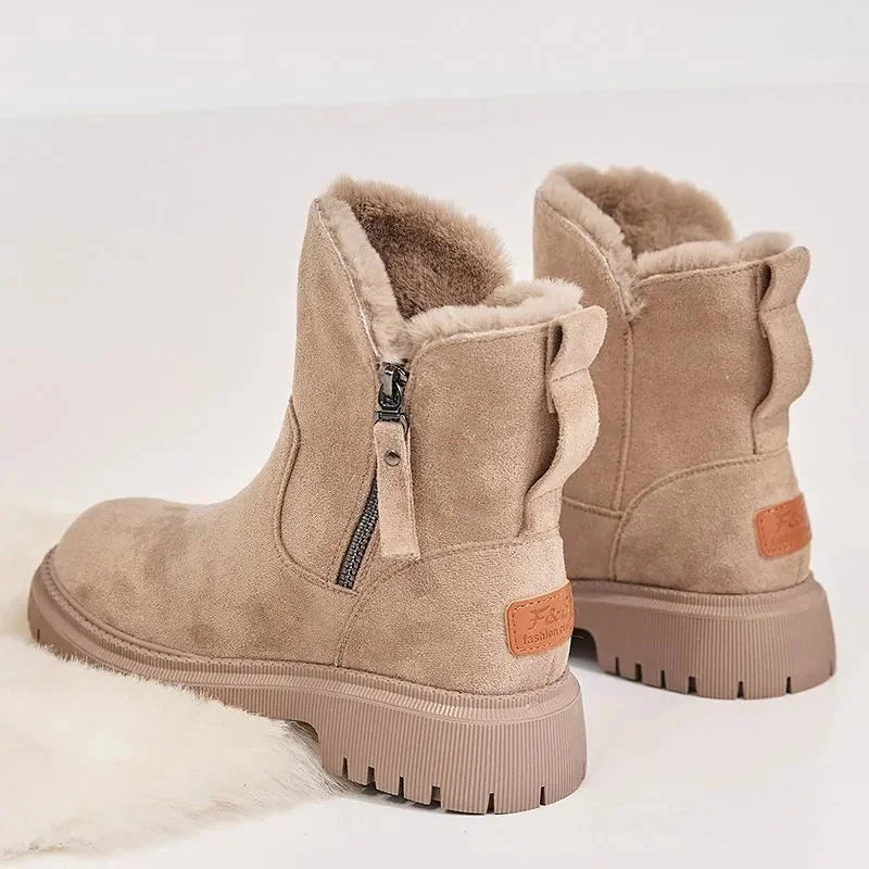 Women's Orthopedic Winter Boots with Rounded Toe & Platform Sole - Back Detail