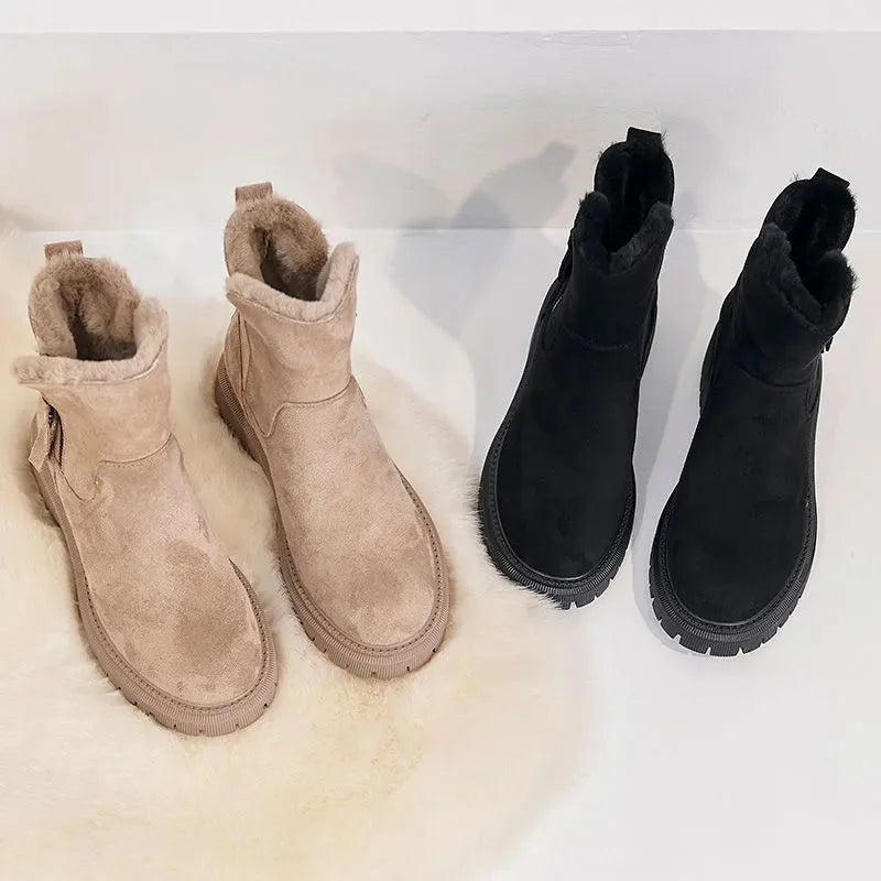Women's Orthopedic Winter Boots with Rounded Toe & Platform Sole - Top Down Pair