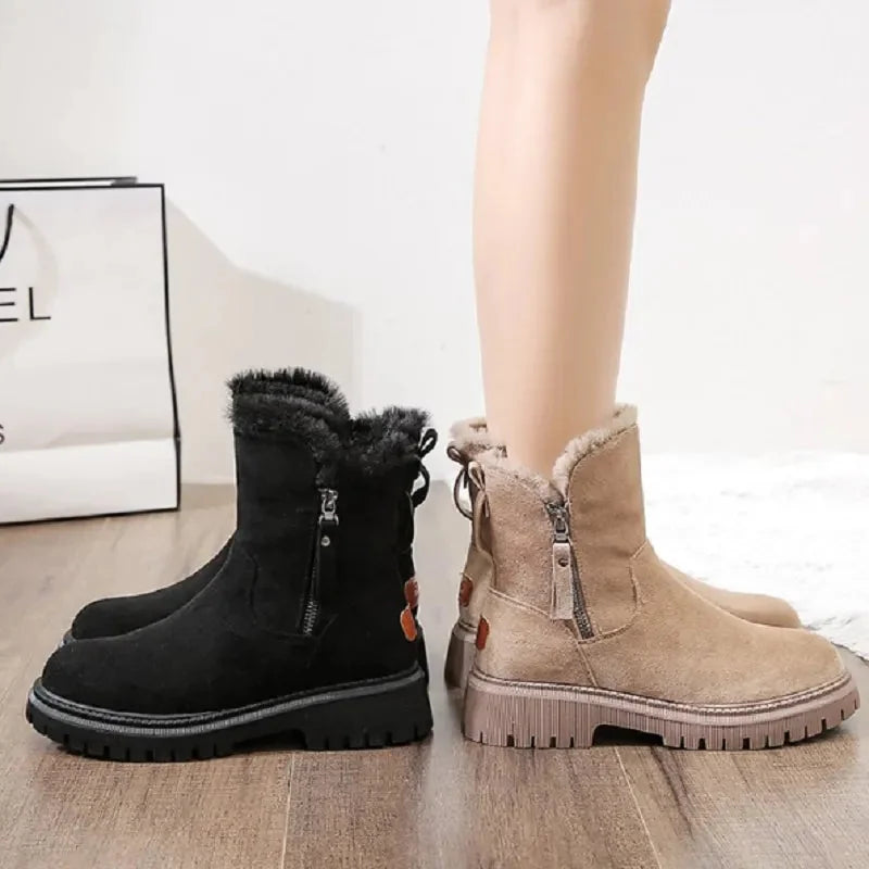 Women's Orthopedic Winter Boots with Rounded Toe & Platform Sole - Side By Side Pair