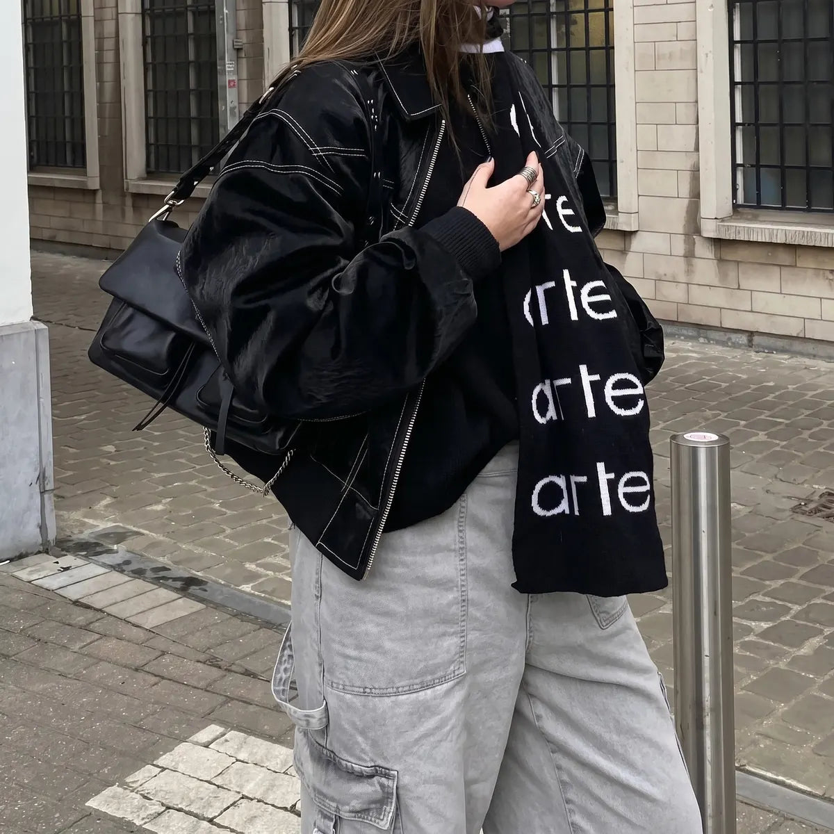 Women's Oversized Bomber Jacket with Contrast Stitch & Point Collar - Back Styled Outdoor