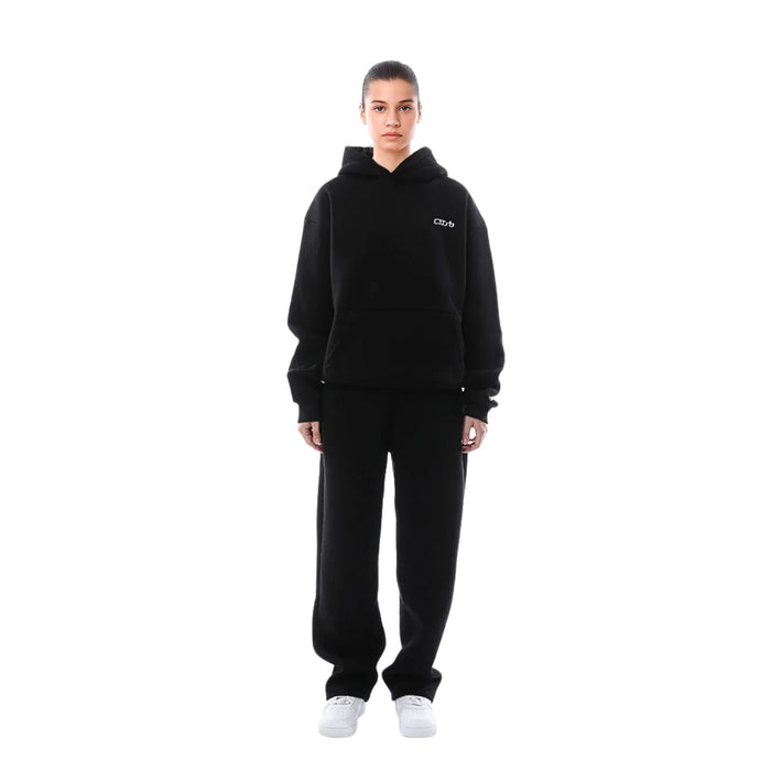 Black Women's Oversized Tracksuit with Hooded Sweatshirt & Jogger Pants — Ellie