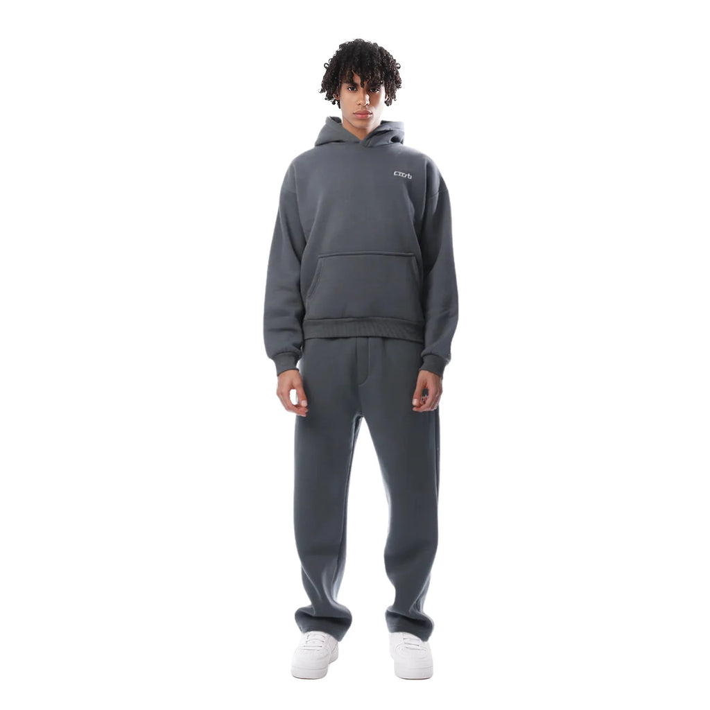 Grey Women's Oversized Tracksuit with Hooded Sweatshirt & Jogger Pants — Ellie