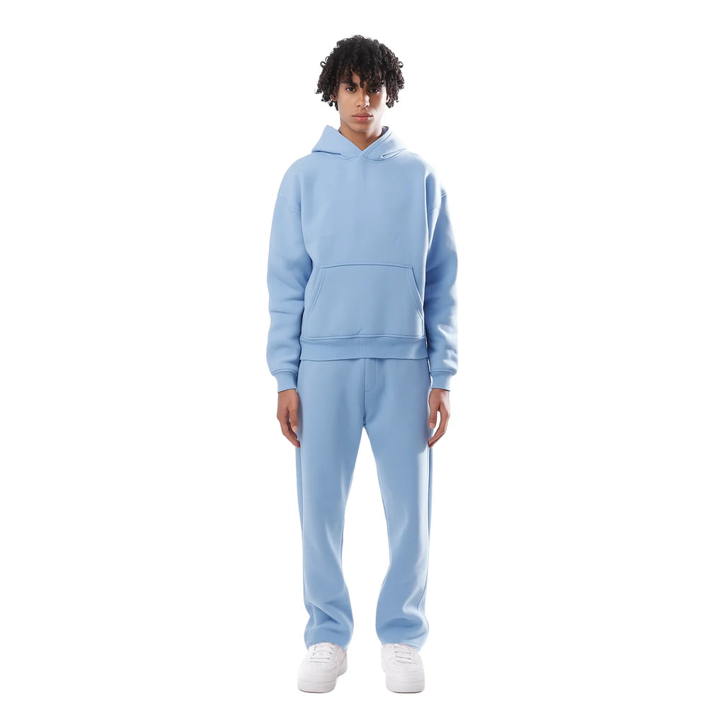 Light Blue Women's Oversized Tracksuit with Hooded Sweatshirt & Jogger Pants — Ellie