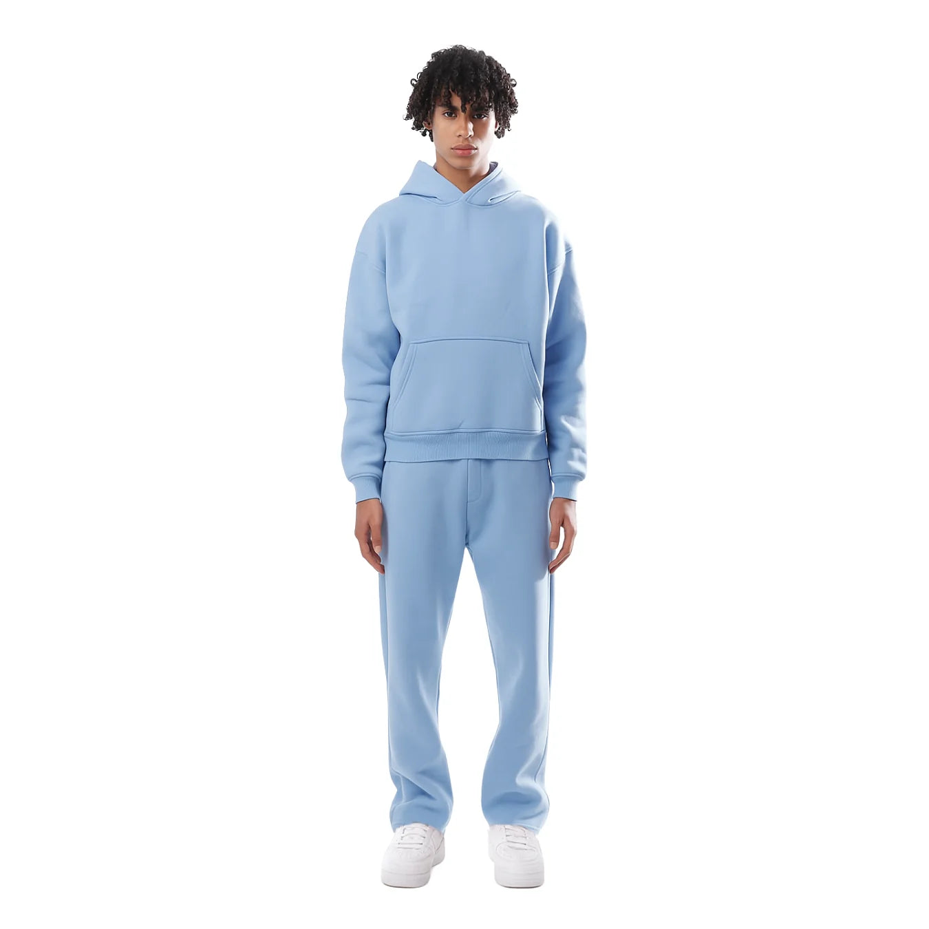 Light Blue Women's Oversized Tracksuit with Hooded Sweatshirt & Jogger Pants — Ellie