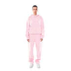Light Pink Women's Oversized Tracksuit with Hooded Sweatshirt & Jogger Pants — Ellie - Front Pose