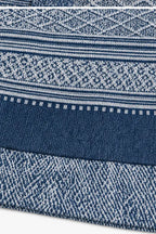 Women's Patchwork Knit Blouse with Denim Collar & Button-Front - Fabric Texture Detail