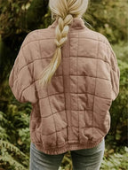 Women's Quilted Jacket with Relaxed Oversized Fit - Back Full Length