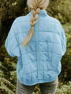 Women's Quilted Jacket with Relaxed Oversized Fit - Back View Standing