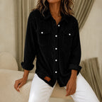 Black Women's Ribbed Knit Shacket with Relaxed Fit & Stretch Comfort — Mia