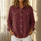 Burgundy Women's Ribbed Knit Shacket with Relaxed Fit & Stretch Comfort