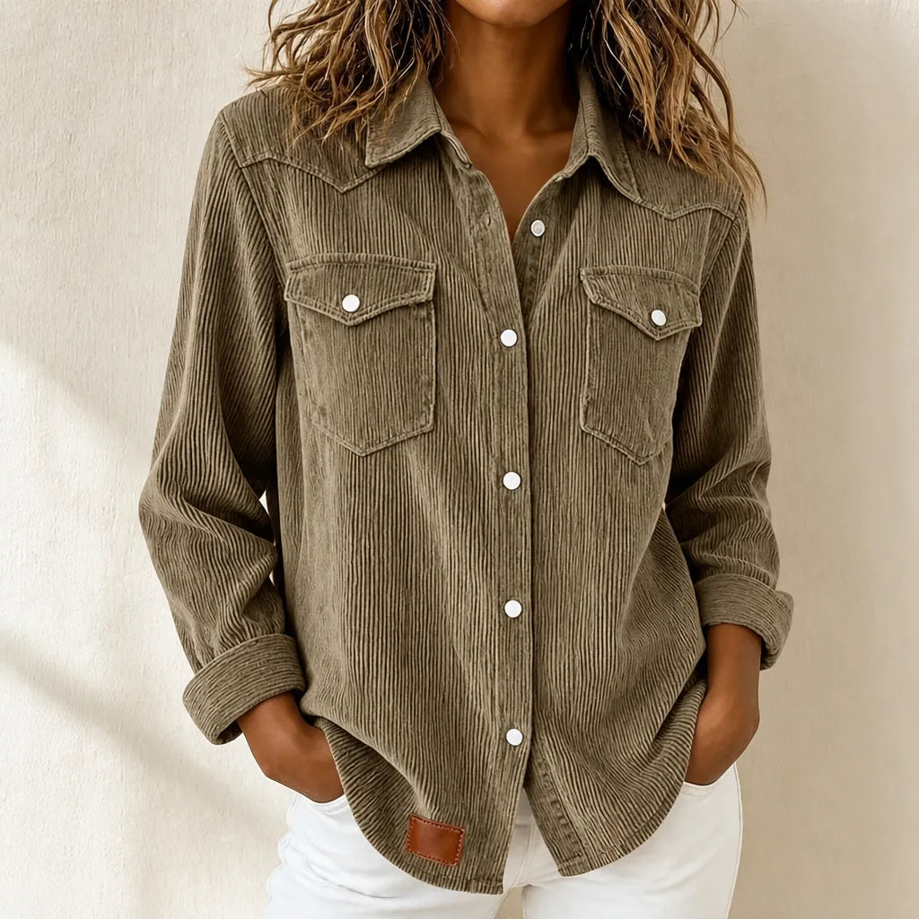 Camel Women's Ribbed Knit Shacket with Relaxed Fit & Stretch Comfort — Mia