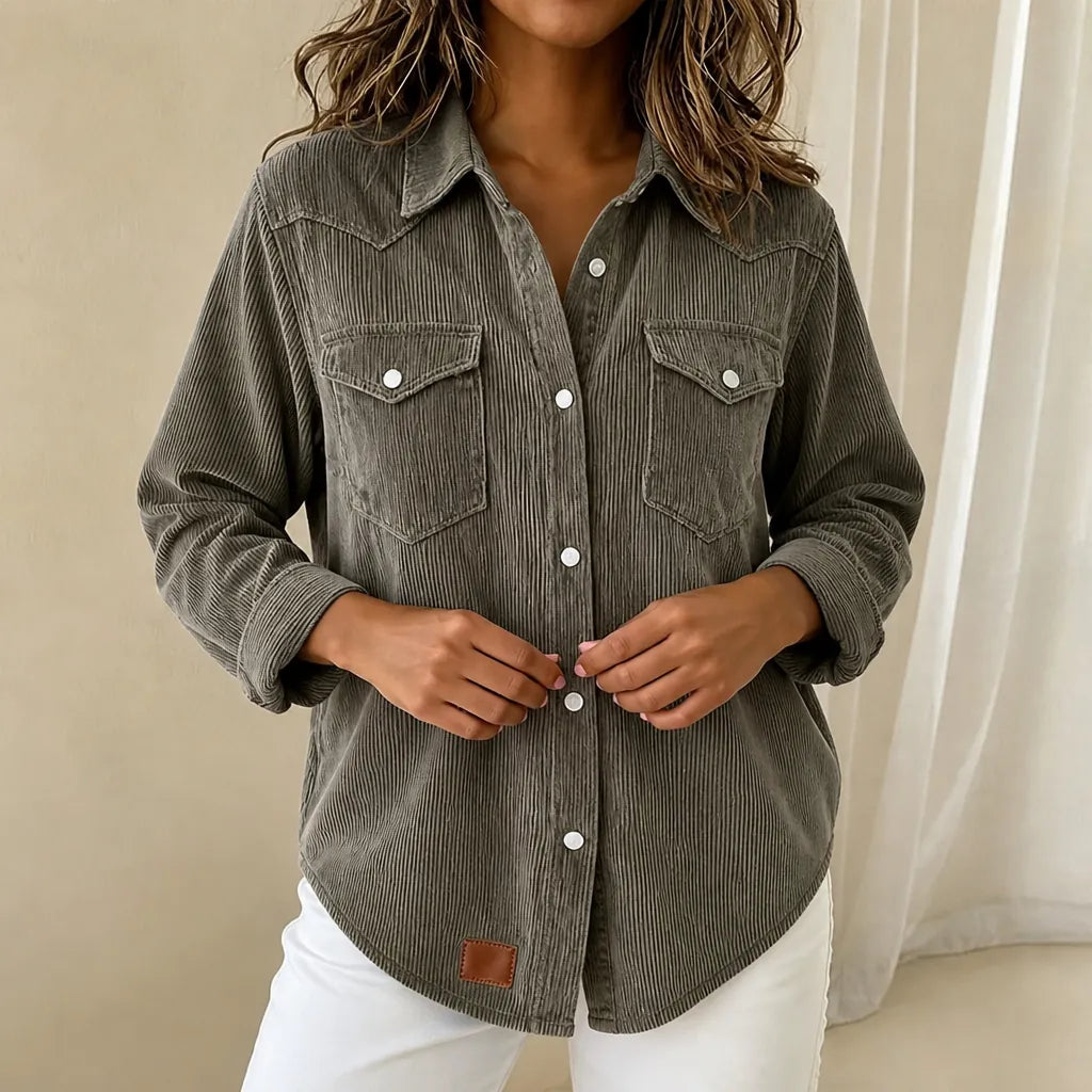 Grey Women's Ribbed Knit Shacket with Relaxed Fit & Stretch Comfort
