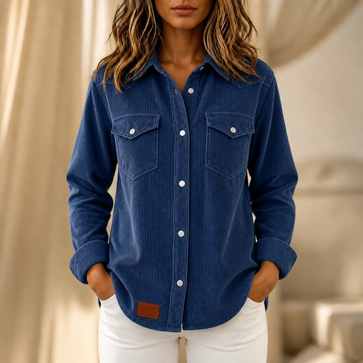 Navy Women's Ribbed Knit Shacket with Relaxed Fit & Stretch Comfort — Mia