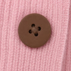 Pink Women's Ruffle Collar Cardigan with Button-Front Closure & Relaxed Fit — Wendy - Button Close Up