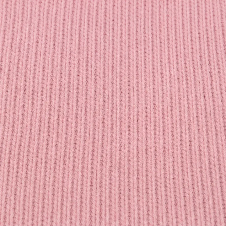 Pink Women's Ruffle Collar Cardigan with Button-Front Closure & Relaxed Fit — Wendy - Knit Texture Close Up