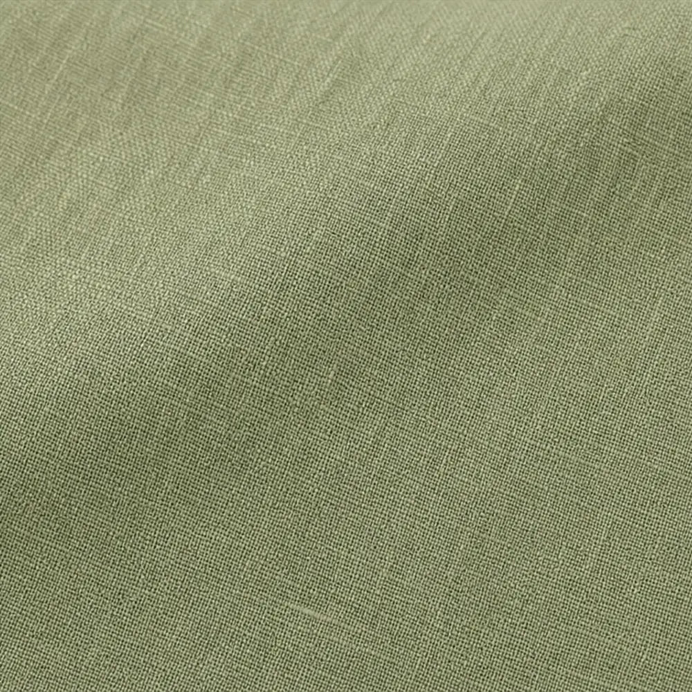Green Women's Linen Blend Top with Side-Button Detail & Relaxed Fit — Faye - Fabric Swatch