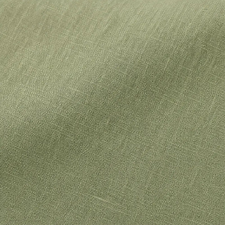 Green Women's Linen Blend Top with Side-Button Detail & Relaxed Fit — Faye - Fabric Swatch
