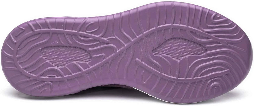 Purple Women's Steel Toe Sneakers with Air Cushion & Lace-Up Closure - Sole Detail