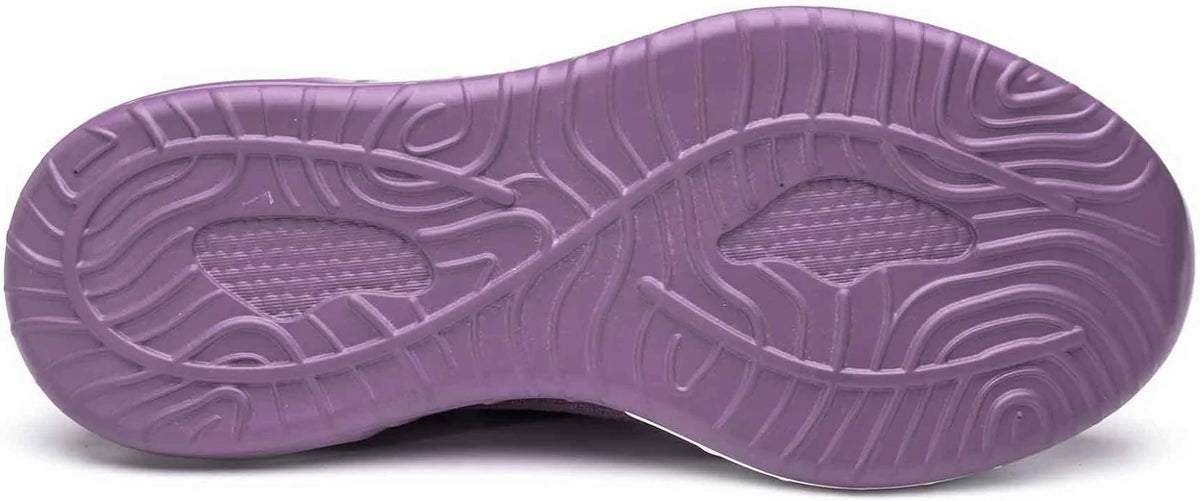 Purple Women's Steel Toe Sneakers with Air Cushion & Lace-Up Closure - Sole Detail