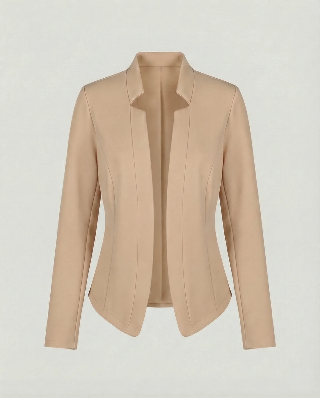 Beige Women's Tailored Crossover Blazer with Open Front