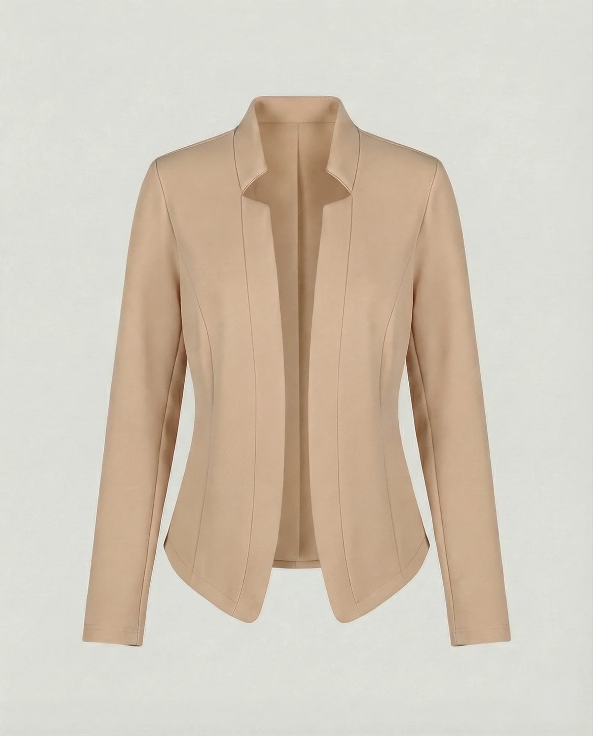 Beige Women's Tailored Crossover Blazer with Open Front