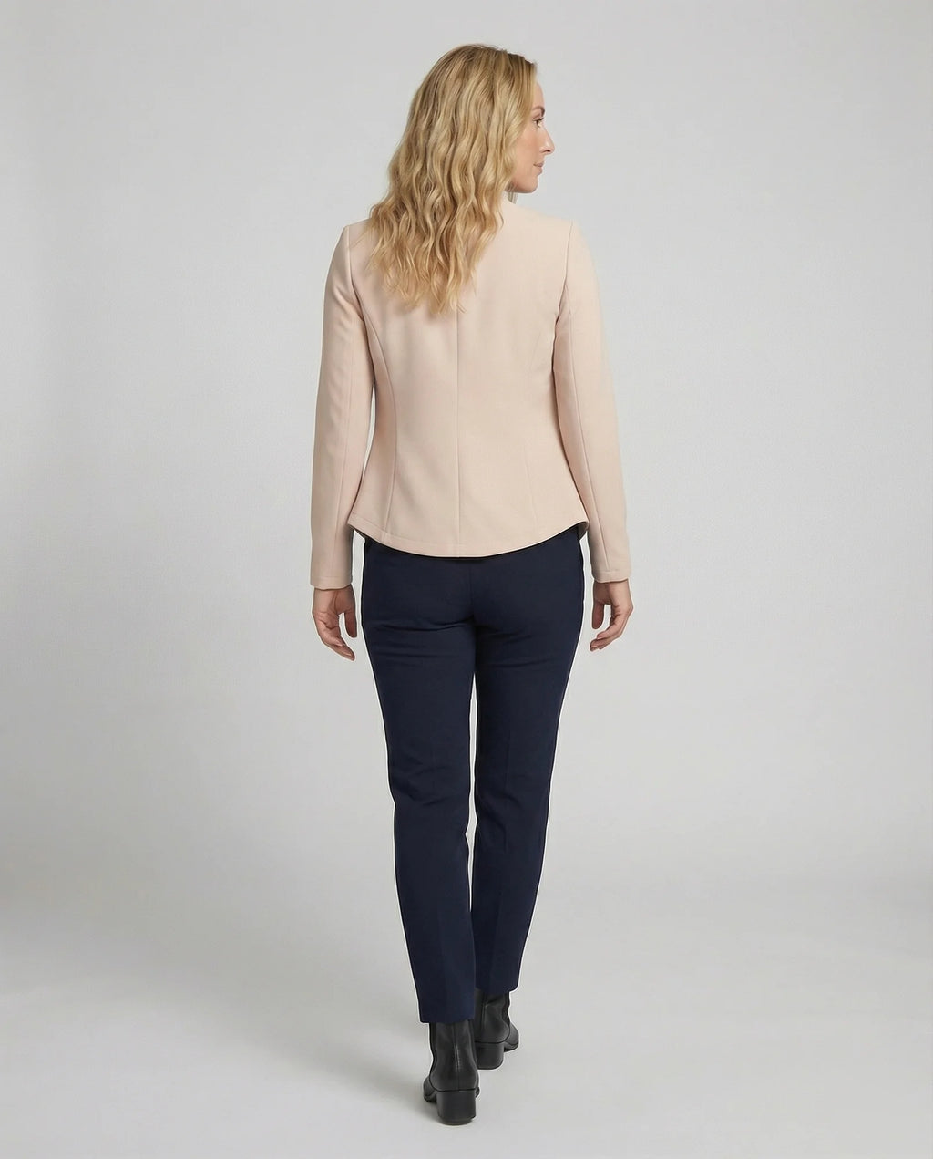 Women's Tailored Crossover Blazer with Open Front - Back Full Body