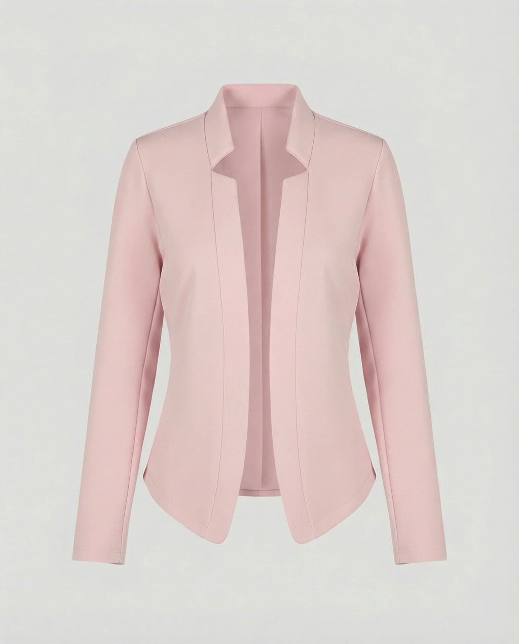 Light Pink Women's Tailored Crossover Blazer with Open Front - Flat Lay