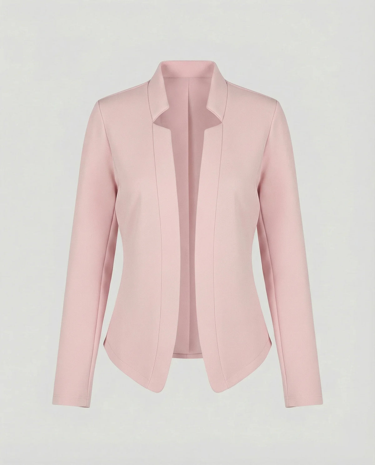 Light Pink Women's Tailored Crossover Blazer with Open Front - Flat Lay