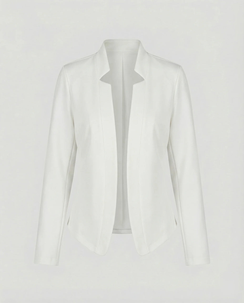 White Women's Tailored Crossover Blazer with Open Front - Flat Lay