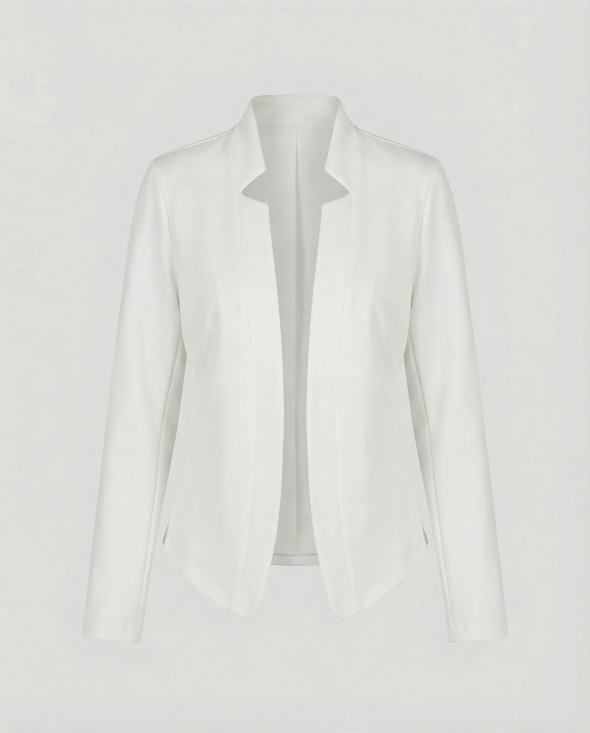 White Women's Tailored Crossover Blazer with Open Front - Flat Lay