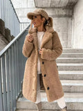Light Brown Women's Coat with Notched Collar & Slim Longline Fit — Rhiannon - Front Full