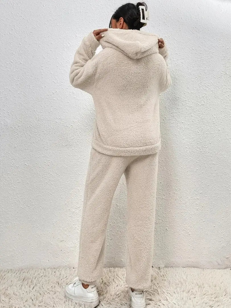 Women's Tracksuit with Hooded Pullover & Relaxed Fit - Back Full Hood Adjust
