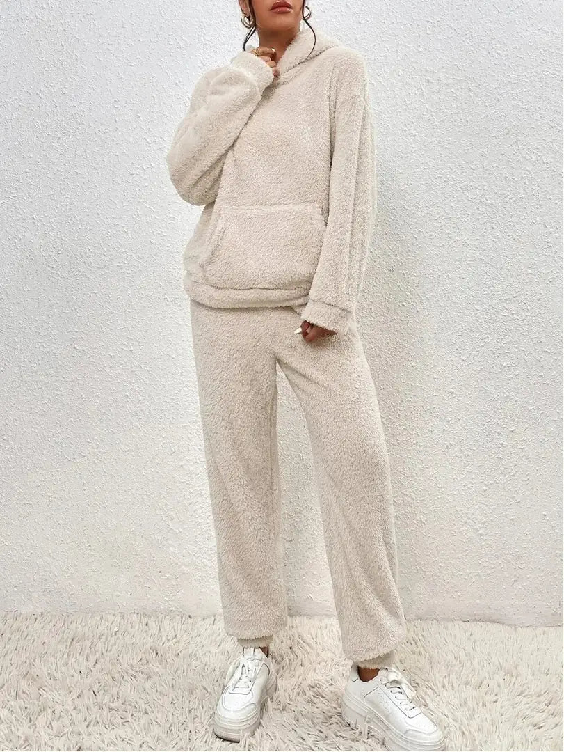Women's Tracksuit with Hooded Pullover & Relaxed Fit - Front Full Standing