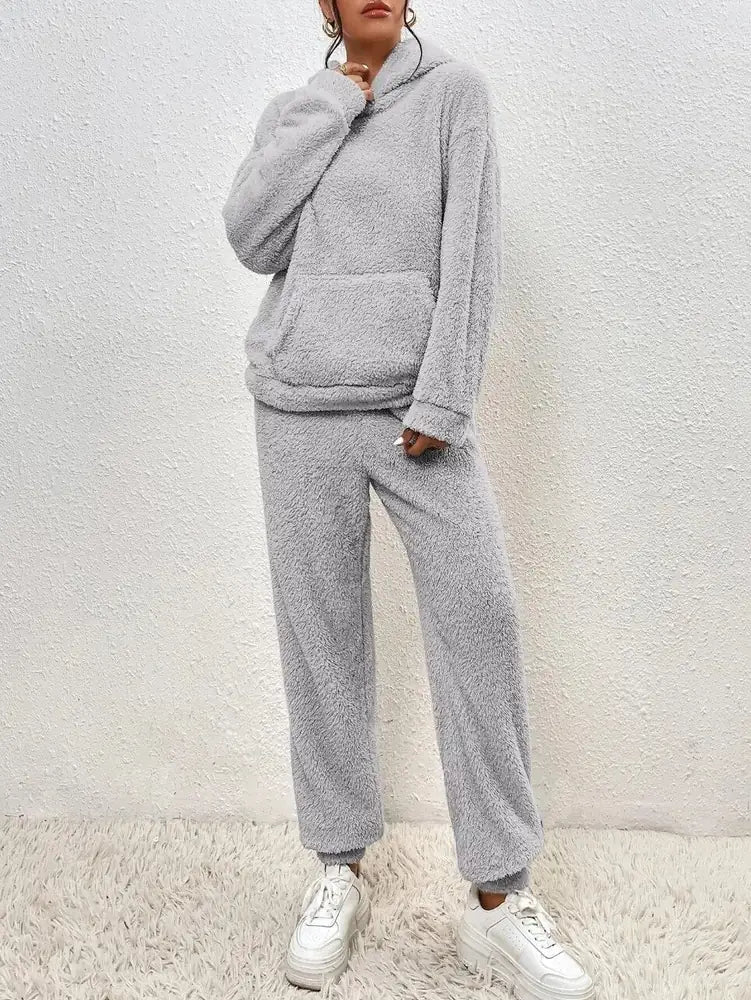 Women's Tracksuit with Hooded Pullover & Relaxed Fit - Front Full Body