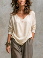 Taupe Women's Three Piece Wide Leg Suit Set with Draped Duster Jacket - Top Close Up