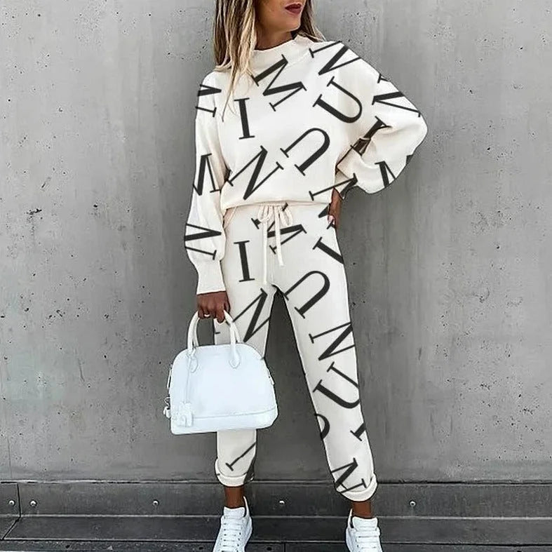Women's Tracksuit Set with Relaxed Fit & Drawstring Waist - Studio Front